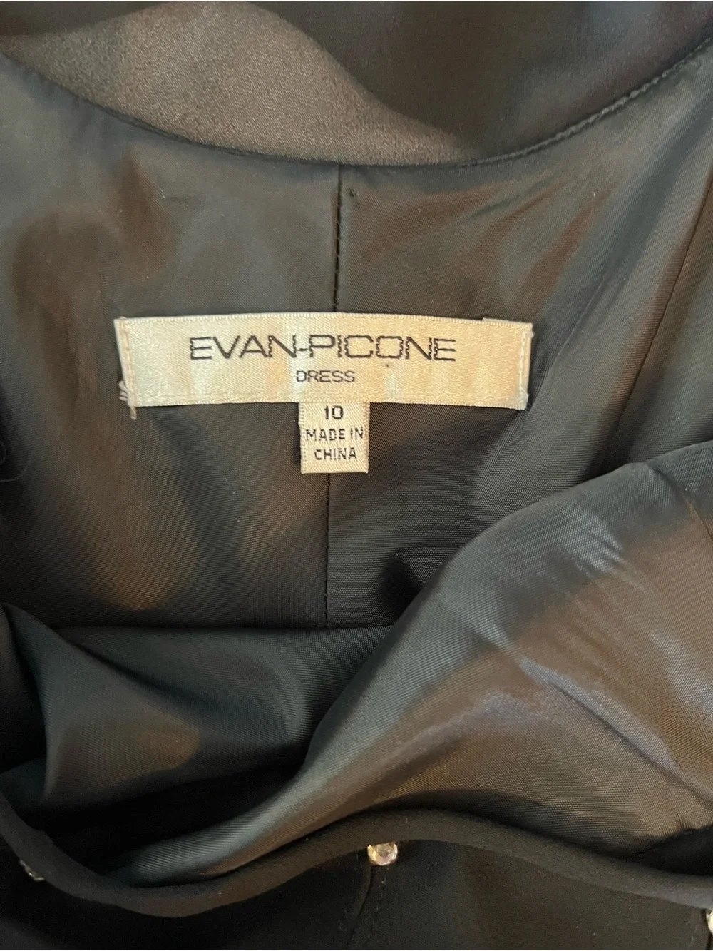 Evan Picone Black Cocktail Dress with Sheer Diamond-Accent Yoke - Picture 3 of 7